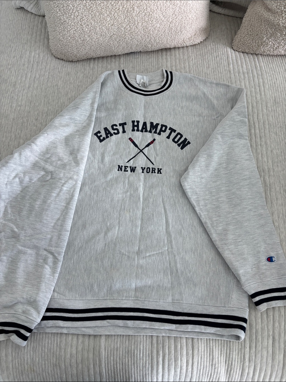 Champion Light Gray East Hampton New York Crewneck Sweatshirt